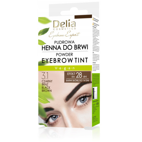 DELIA Henna Pudrowa do Brwi 4g - Nowy Kolor 3.1 CZARNY BRĄZ