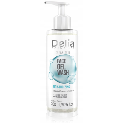 DELIA Nawilżający Wegański Żel do Mycia Twarzy Clean Skin 200ml